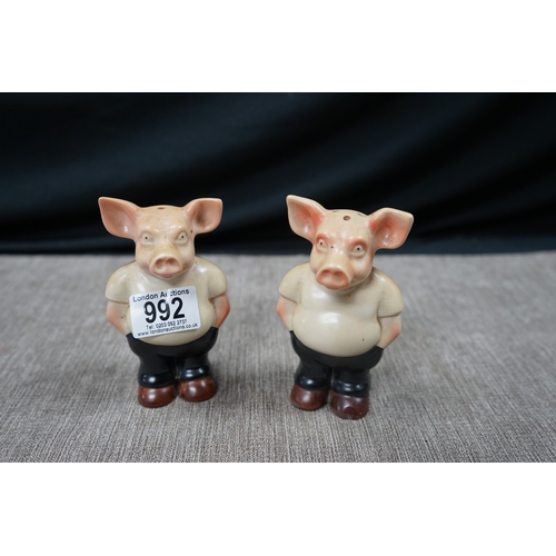 992 - Rising Hawk Pottery: A Novelty Pair of Pig Salt/Pepper Shakers