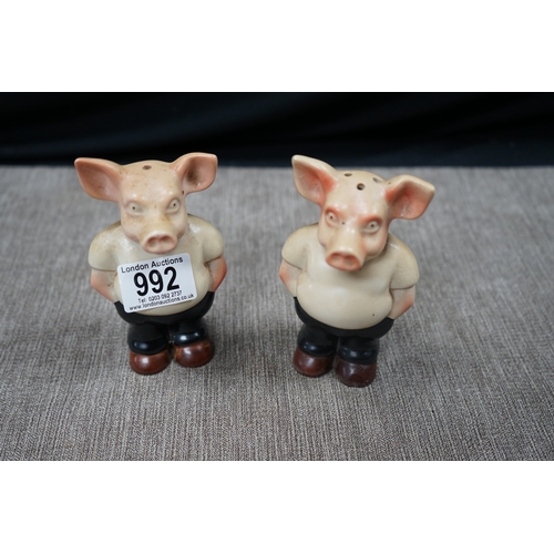 992 - Rising Hawk Pottery: A Novelty Pair of Pig Salt/Pepper Shakers