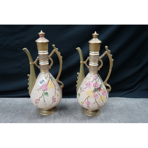 999 - Pair of Victorian Lidded Ewers 40cm