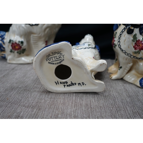 985 - Group of 4 Siltone Pottery Staffordshire Mantle Dogs