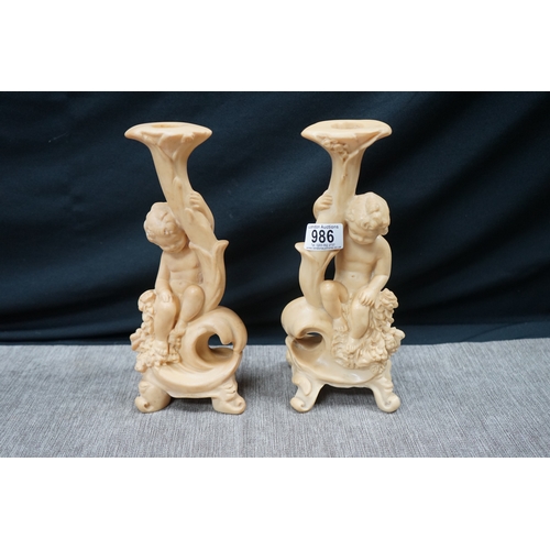 986 - Pair of Vintage Cherub Candle Holders