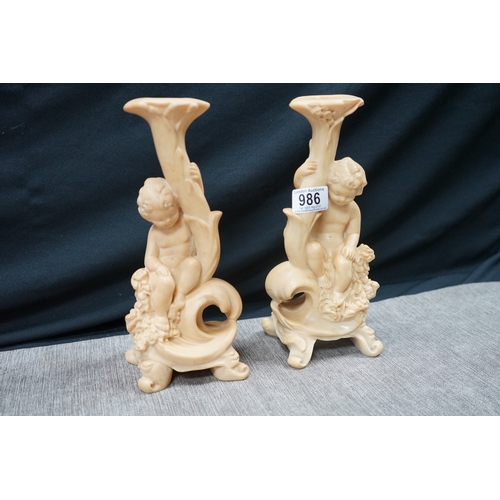 986 - Pair of Vintage Cherub Candle Holders