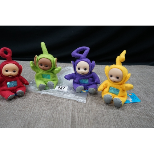 987 - Group of Mint Condition Original 1996 Teletubbies Soft Toys