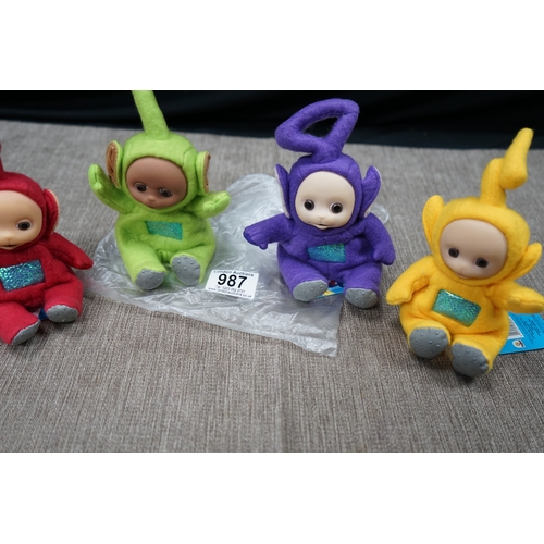 987 - Group of Mint Condition Original 1996 Teletubbies Soft Toys