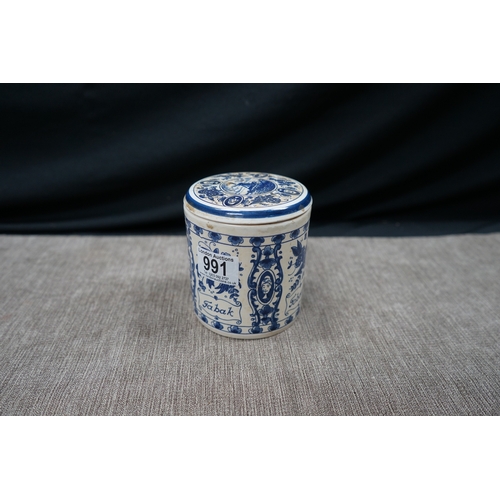 991 - Vintage Henri Wintermans Delft Tobacco Jar