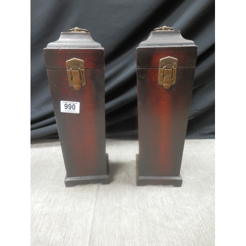 990 - Pair of Wooden Wine Boxes