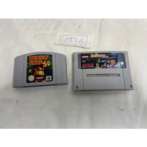 16 - N64 Donkey Kong Game and a SNES Star Wing Game