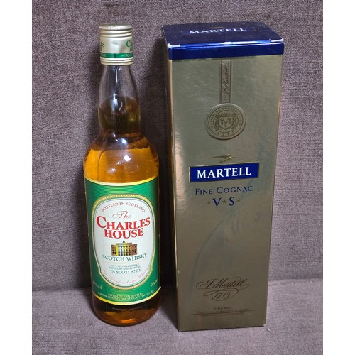 25A - Boxed bottle of Martell fine cognac and a bottle of Scotch whisky