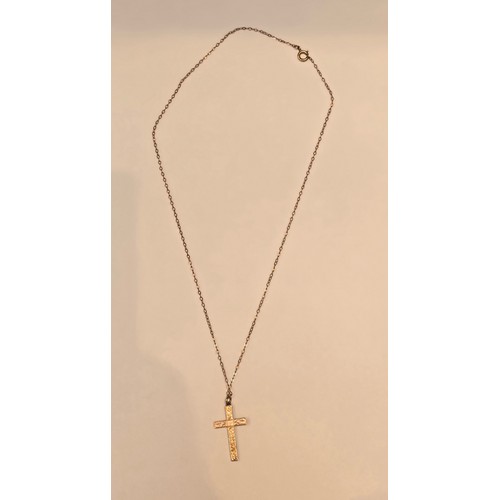 71 - 9ct Gold Crucifix & Necklace