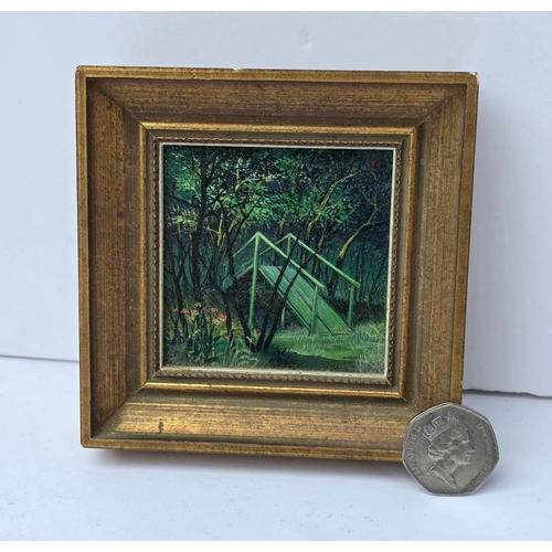 85 - Old Miniature Landscape Oil Painting