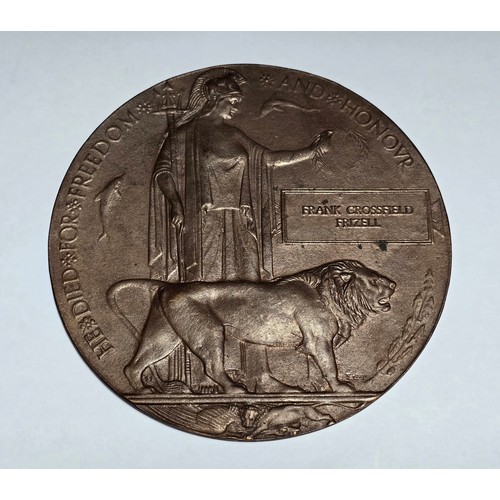 91 - WW1 Death Penny Plaque