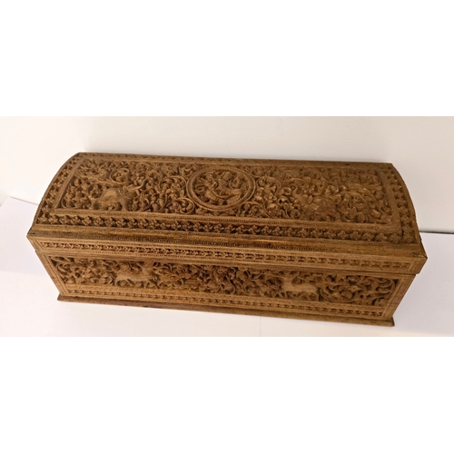 64A - A fine carved wood Indian jewellery box