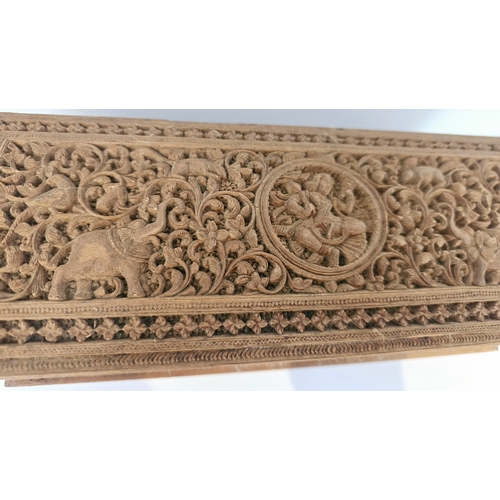 64A - A fine carved wood Indian jewellery box