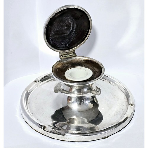 73F - Large Capstan shaped Silver Inkwell