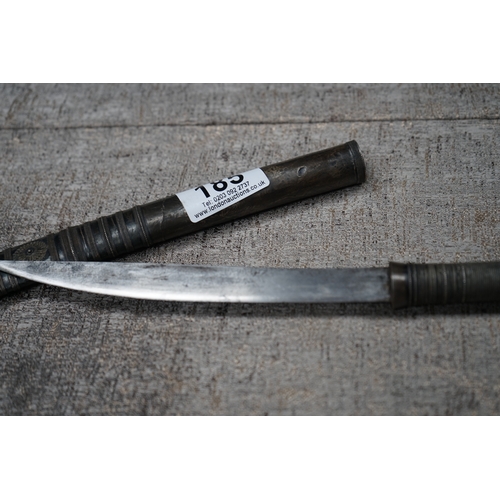 185 - Silver Handled Burmese Dha Dagger inside a Wooden Silver Clad Sheath