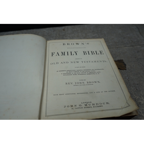 189 - 19th Century Reverend John Brown Family Bible with Coloured Plates and an Old Book: A New History, D... 