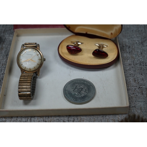 197 - Mixed Lot to Include Vanity Set, Huguenin Watch etc