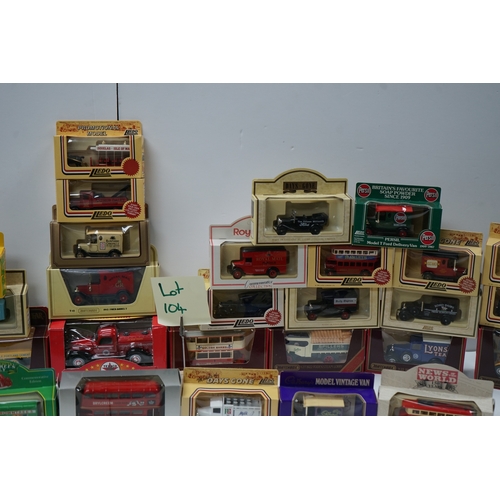 104 - Collection of die-cast model vehicles, including Matchbox Models of Yesteryear and Lledo Days Gone s... 