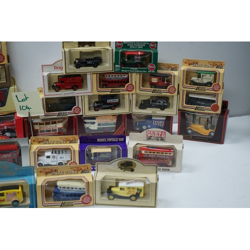 104 - Collection of die-cast model vehicles, including Matchbox Models of Yesteryear and Lledo Days Gone s... 