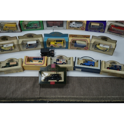 104 - Collection of die-cast model vehicles, including Matchbox Models of Yesteryear and Lledo Days Gone s... 