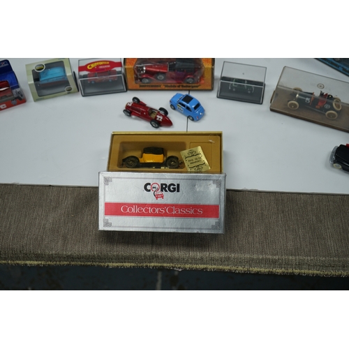 106 - Collection of die-cast model vehicles, mostly by Corgi, including buses, cars, and trucks.