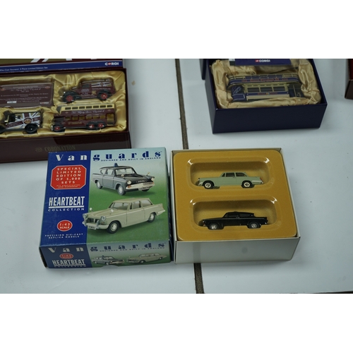 108 - Collection of die-cast metal model vehicles including items from Lledo, Corgi, and Vanguard.