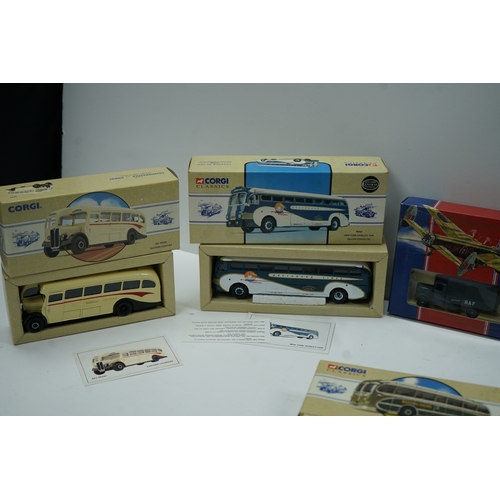 110 - Collection of die-cast model buses and vehicles, including Corgi models.