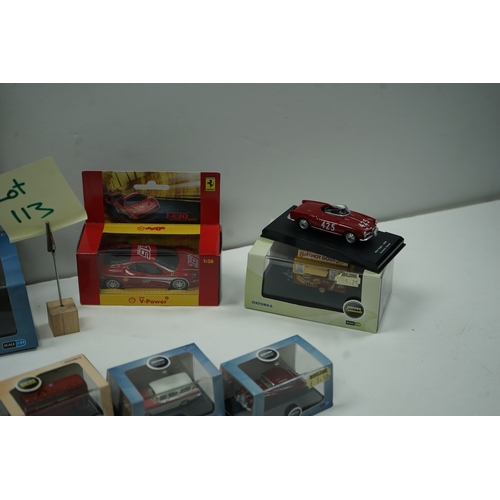 113 - Collection of die-cast model vehicles, including Oxford, Dinky Toys, and Ferrari.