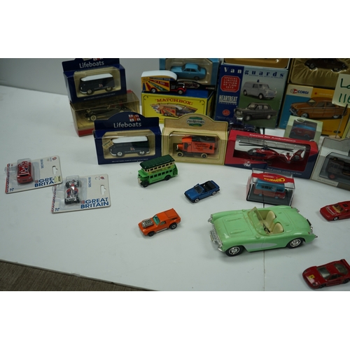 116 - Collection of die-cast model vehicles, including Corgi, Matchbox, and Vanguards. Lot includes variou... 