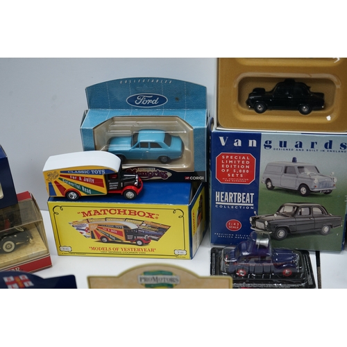 116 - Collection of die-cast model vehicles, including Corgi, Matchbox, and Vanguards. Lot includes variou... 