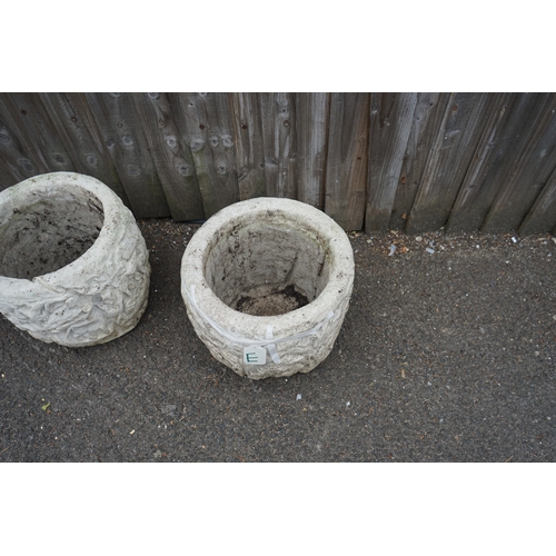 1178 - Gardens, Pots & Planters:  A Pair of Heavy decorative Concrete plant pots. 26cm T x 31cm W