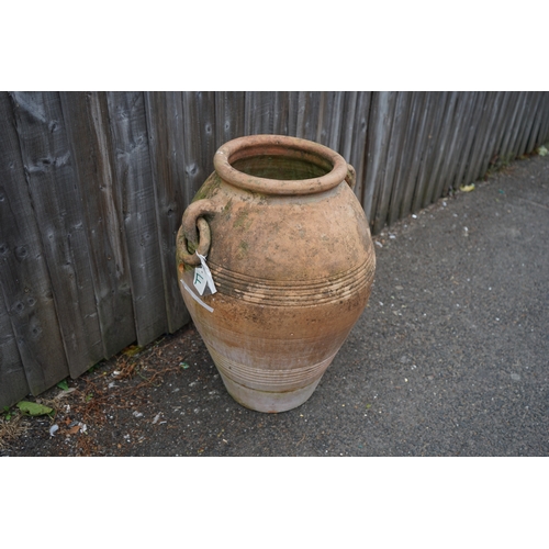 1179 - Gardens, Pots & Planters:  A Large clay amphora form plant pot 60cm T x 46cm Dia.