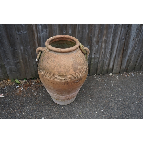 1179 - Gardens, Pots & Planters:  A Large clay amphora form plant pot 60cm T x 46cm Dia.