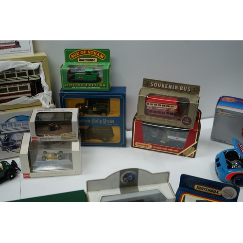 118 - Collection of die-cast model vehicles, including brands such as Corgi, Matchbox, Lledo, and an STP r... 