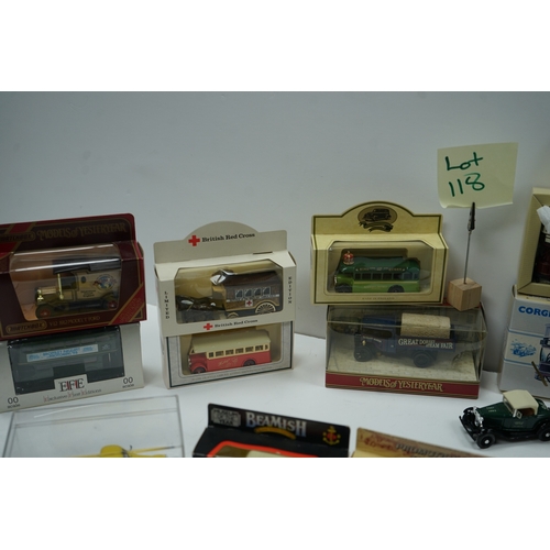 118 - Collection of die-cast model vehicles, including brands such as Corgi, Matchbox, Lledo, and an STP r... 