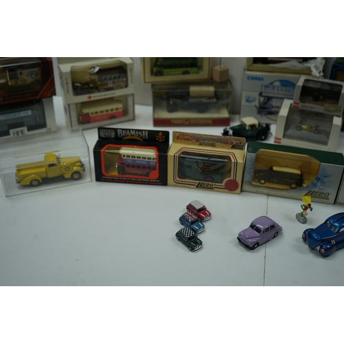 118 - Collection of die-cast model vehicles, including brands such as Corgi, Matchbox, Lledo, and an STP r... 