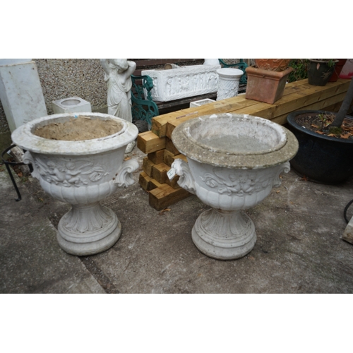 1181 - Gardens, Pots & Planters:  A Pair of large ornamental garden urns. 70cm T x 58cm Dia.