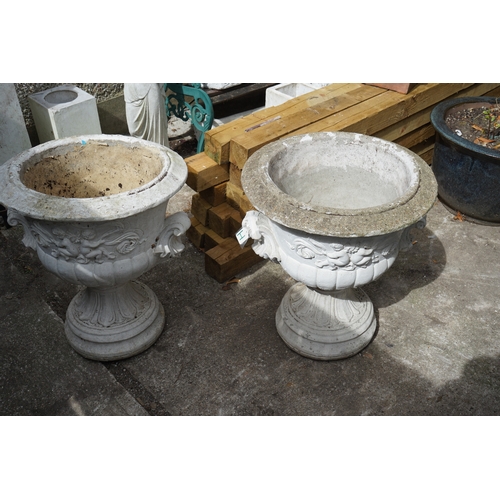 1181 - Gardens, Pots & Planters:  A Pair of large ornamental garden urns. 70cm T x 58cm Dia.