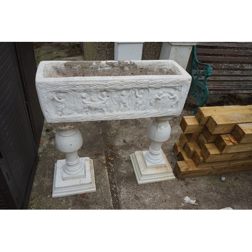 1239 - Gardens, Pots & Planters: Classical Style Garden Planter on Pedestal Stand (82cm Wide, 30cm Deep, 90... 