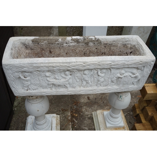 1239 - Gardens, Pots & Planters: Classical Style Garden Planter on Pedestal Stand (82cm Wide, 30cm Deep, 90... 