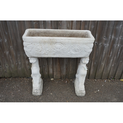 1240 - Gardens, Pots & Planters: Neoclassical Style Garden Trough on Decorative Griffon Pedestals