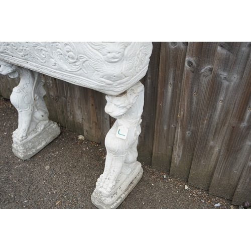 1240 - Gardens, Pots & Planters: Neoclassical Style Garden Trough on Decorative Griffon Pedestals