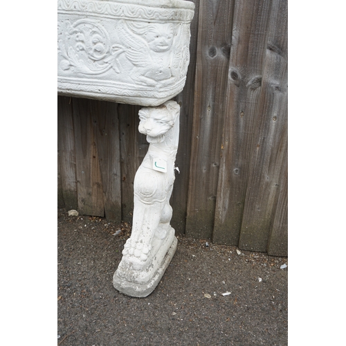 1240 - Gardens, Pots & Planters: Neoclassical Style Garden Trough on Decorative Griffon Pedestals