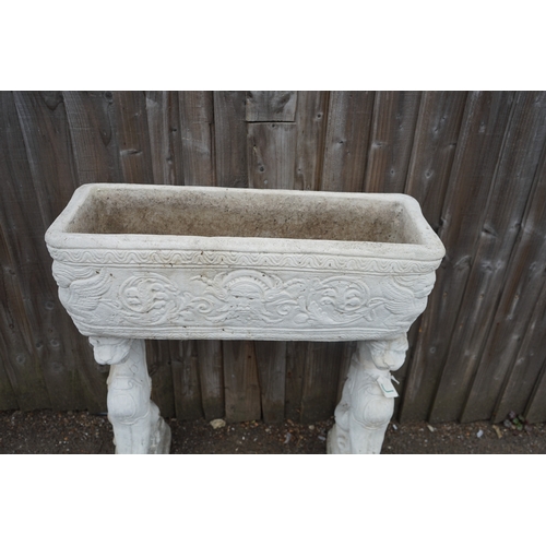 1240 - Gardens, Pots & Planters: Neoclassical Style Garden Trough on Decorative Griffon Pedestals