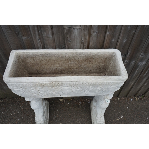 1240 - Gardens, Pots & Planters: Neoclassical Style Garden Trough on Decorative Griffon Pedestals