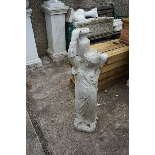 1242 - Gardens, Pots & Planters: 94cm Statue of a Goddess Carrying a Water Urn