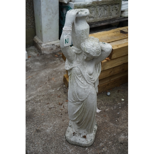 1242 - Gardens, Pots & Planters: 94cm Statue of a Goddess Carrying a Water Urn