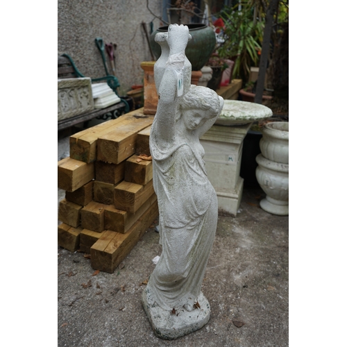 1242 - Gardens, Pots & Planters: 94cm Statue of a Goddess Carrying a Water Urn