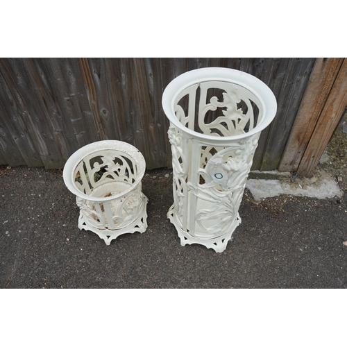 1243 - Gardens, Pots & Planters: Decorative Enamelled Wrought Iron Art Nouveau Style Umbrella Stand with Ma... 