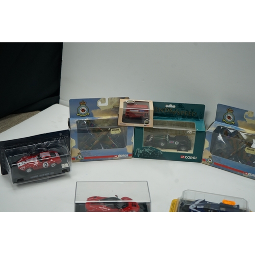 119 - Collection of model cars including Corgi, Lledo and other brands, featuring vintage and racing cars.